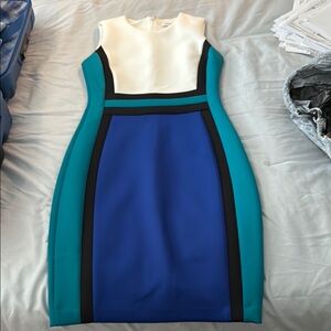 Calvin Klein Blue and Green Bodycon Midi Dress